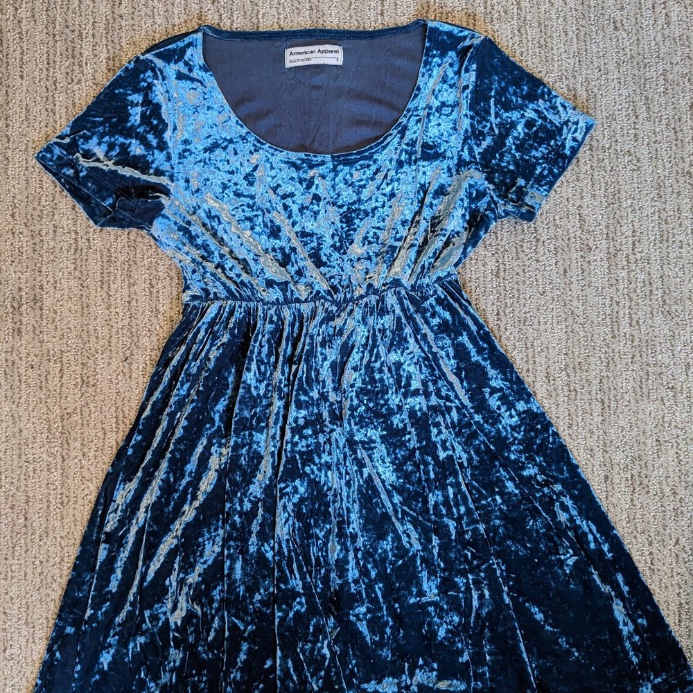 American Apparel Crushed Blue Velvet Top